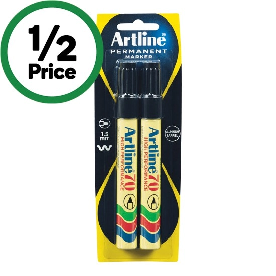 Artline Permanent Markers 70 Black Pk 2