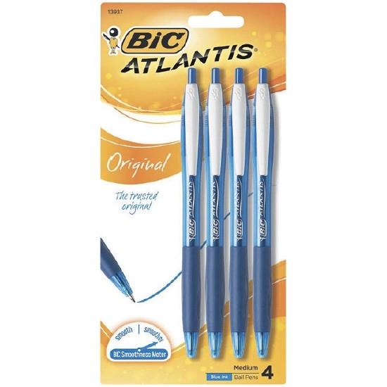 BiC Atlantis Retractable Ball Pens Pk 4