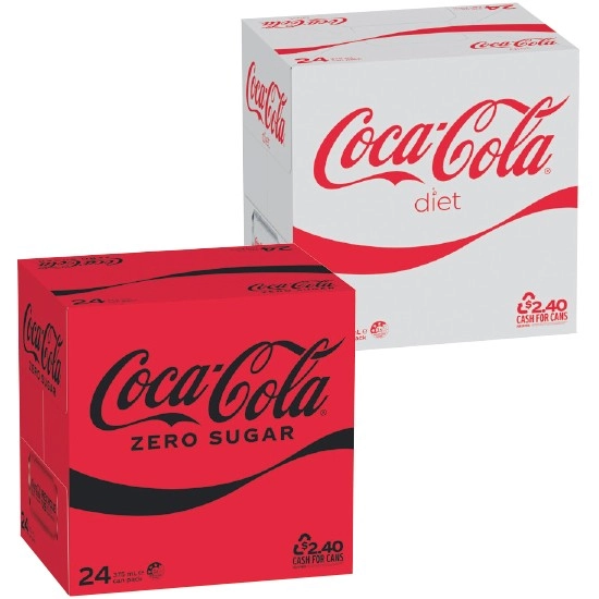 Coca-Cola Classic, Zero Sugar or Diet Soft Drink Varieties 24 x 375ml