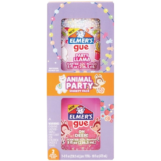 Elmer’s Gue Animal Party Variety Pack Premade Slime Pk 2