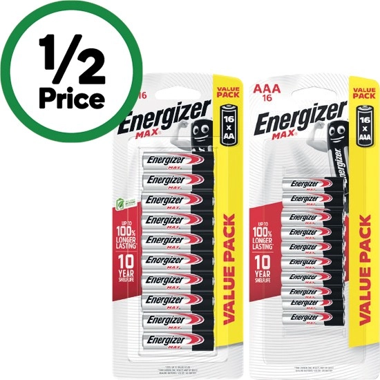 Energizer Max Batteries AA or AAA Pk 16