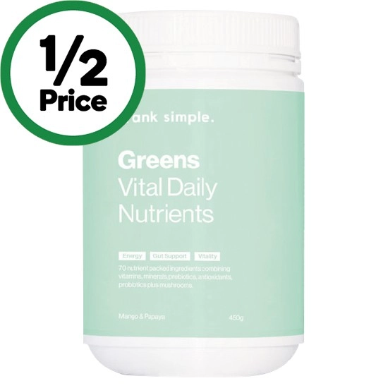 Frank Simple. Greens Vital Daily Nutrients Mango & Papaya 450g~