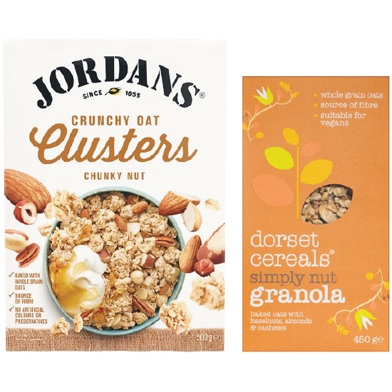 Jordans Muesli, Clusters or Granola 500-750g, or Dorset Granola 450g