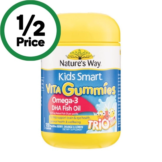 Nature’s Way Kids Smart Vita Gummies Omega 3 DHA Fish Oil Pk 120~