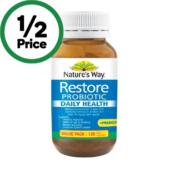 Nature’s Way Restore Probiotic Daily Health Capsules Pk 120~