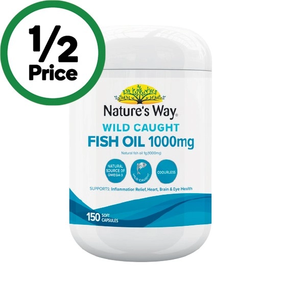 Nature’s Way Wild Caught Fish Oil 1000mg Capsules Pk 150~