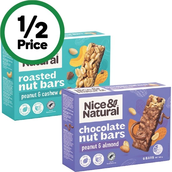 Nice & Natural Nut Bars 180-192g Pk 6