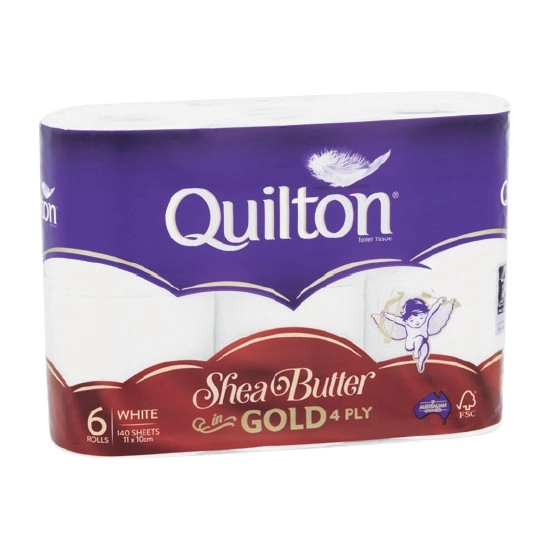 Quilton King Size, Shea Butter or Coconut Oil Toilet Tissue Pk 6