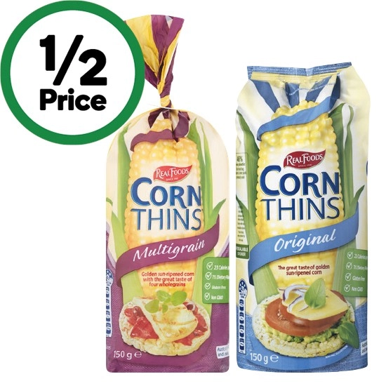 Real Foods Corn Thins 125-150g