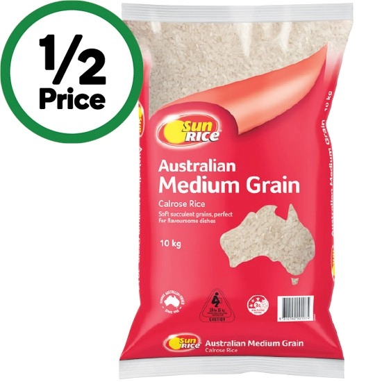 SunRice Medium Grain White Rice 10 kg