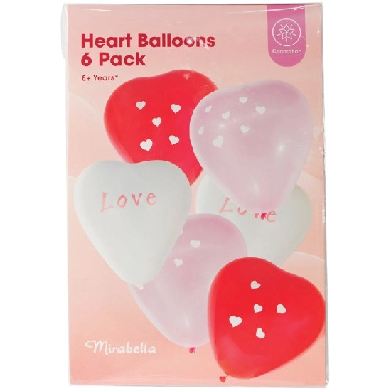 Valentine’s Day Heart Balloons Pk 6