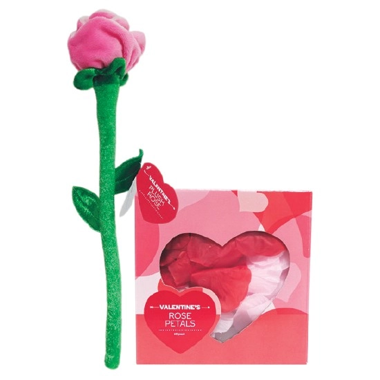 Valentine’s Day Plush Rose or Rose Petals Pk 60 – Assorted