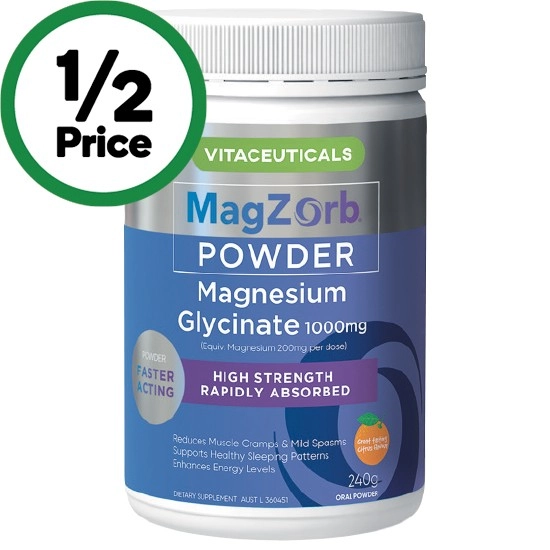 Vitaceuticals Magzorb Magnesium Glycinate 1000mg Powder 240g~