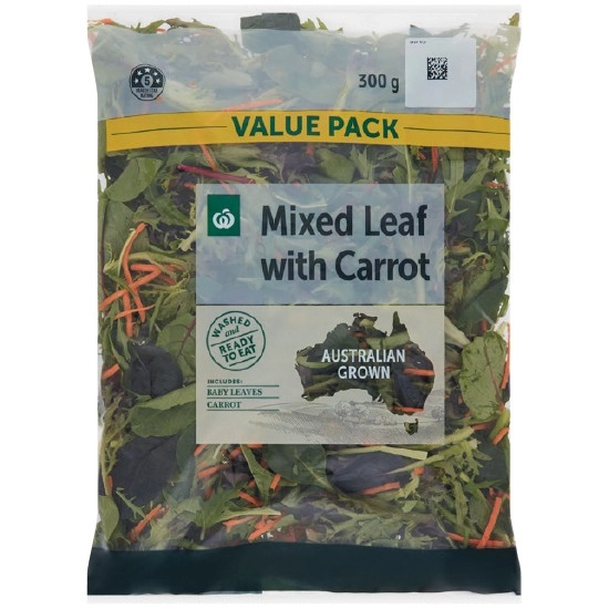 Woolworths Australian Mixed Leaf with Carrot 300g Pack