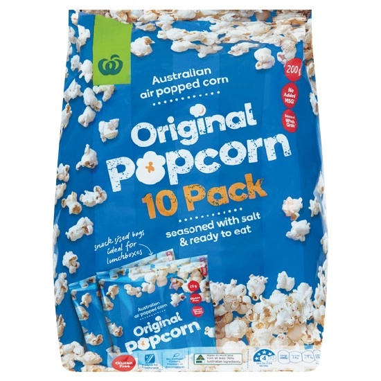 Woolworths Gluten Free Popcorn 200g Pk 10