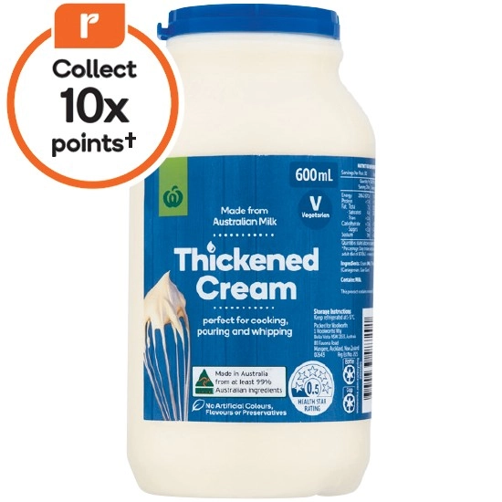 Woolworths Thickened Cream 600ml