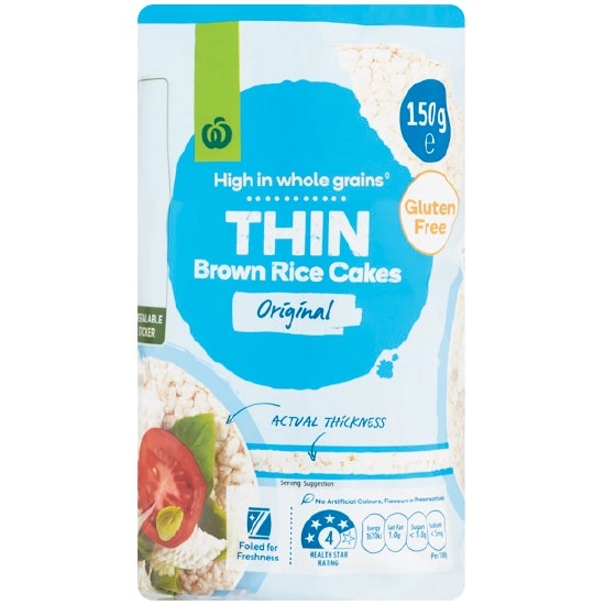 Woolworths Thin Brown Rice Cakes 150g