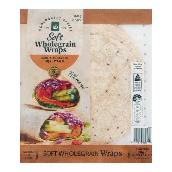 Woolworths Wraps 360g Pk 8