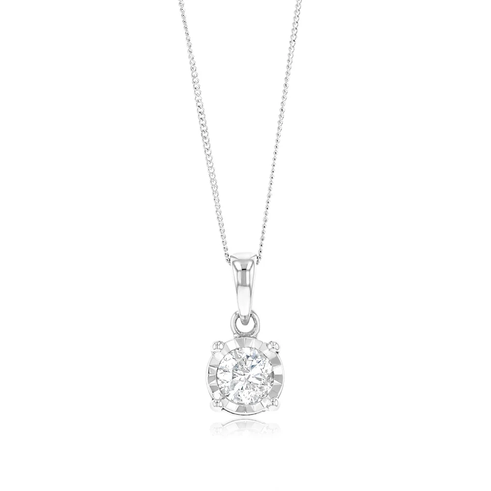 10ct White Gold 0.25 Carat Diamond Solitaire Pendant on 45cm Chain – Shiels Jewellers