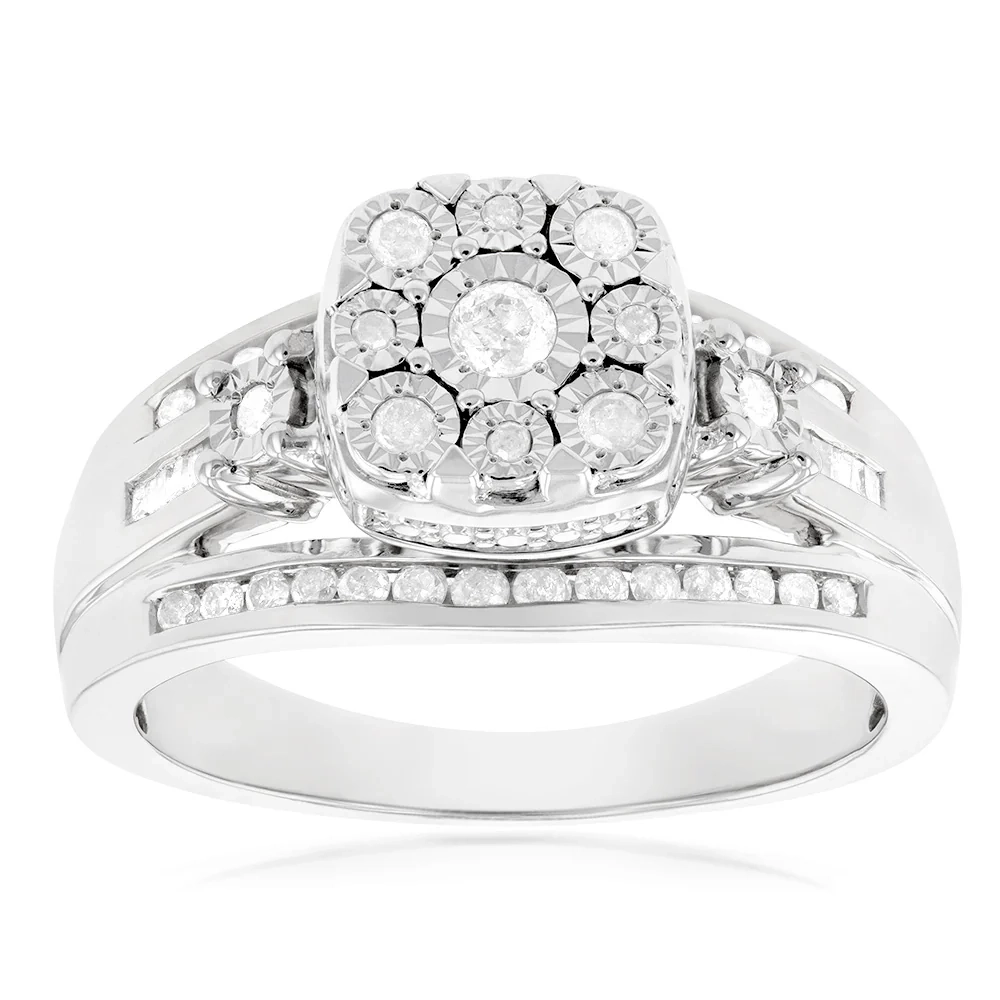 1/2 Carat Diamond Dress Ring with 49 Diamonds in Sterling Silver – Shiels Jewellers