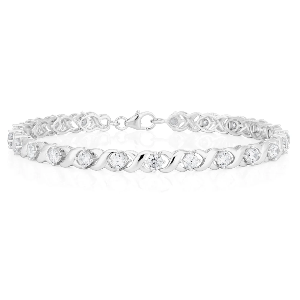 19cm Sterling Silver Zirconia Fancy Bracelet – Shiels Jewellers