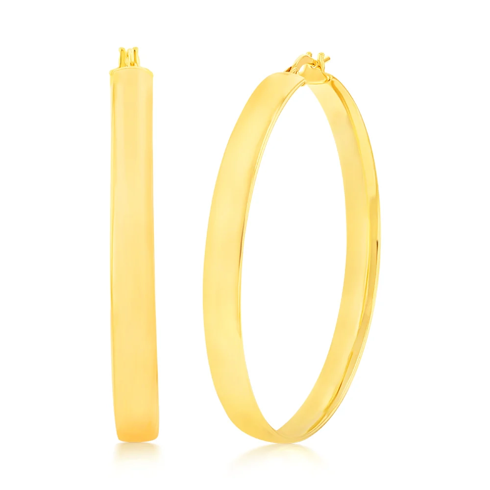 9ct Silverfilled Yellow Gold Plain 40mm Hoop Earrings – Shiels Jewellers