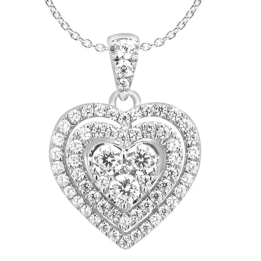 9ct White Gold Divine 1 Carat Diamond Heart Pendant on 45cm Gold Chain – Shiels Jewellers