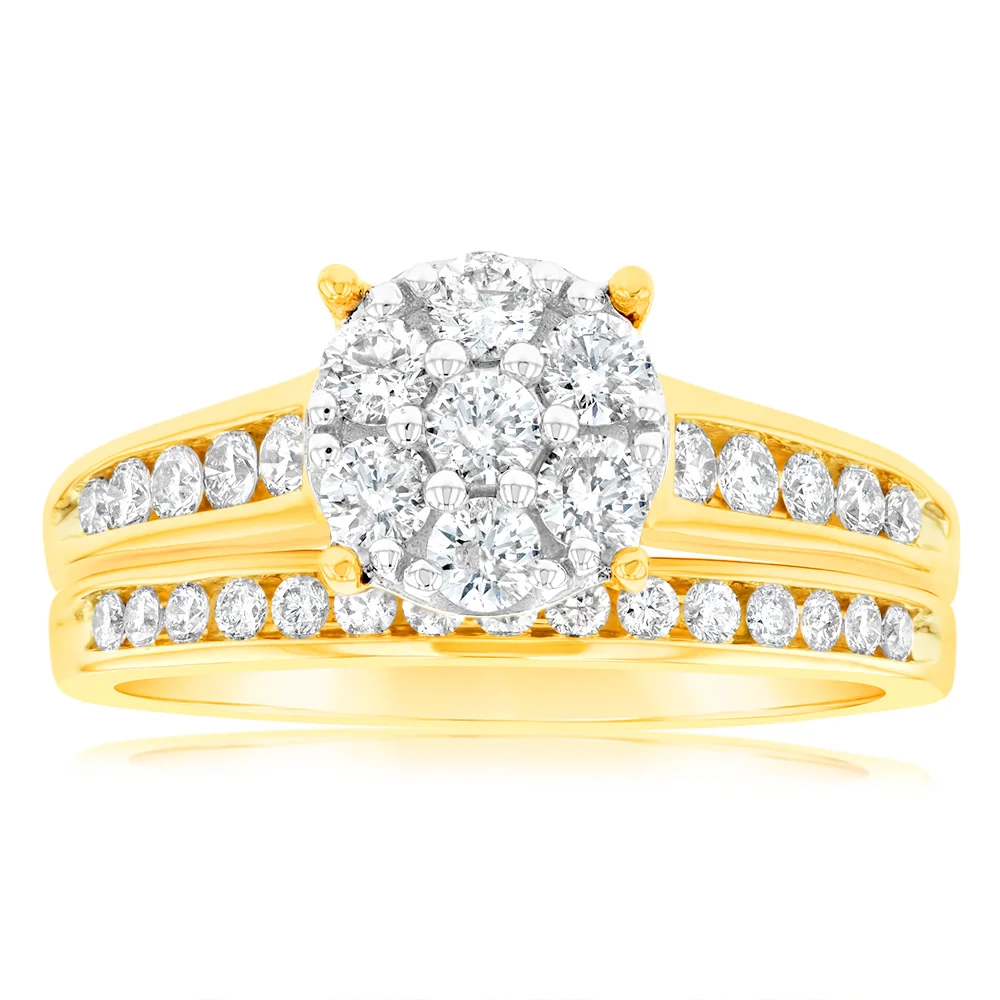 9ct Yellow Gold 1 Carat Diamond 2 Ring Bridal Set – Shiels Jewellers