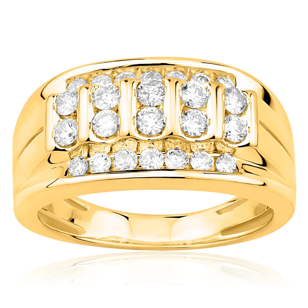 9ct Yellow Gold 1 Carat Diamond Mens Ring – Shiels Jewellers