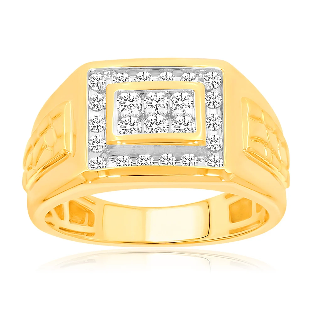 9ct Yellow Gold 1/2 Carat Diamond Ring Set With 24 Brilliant Cut Diamo – Shiels Jewellers