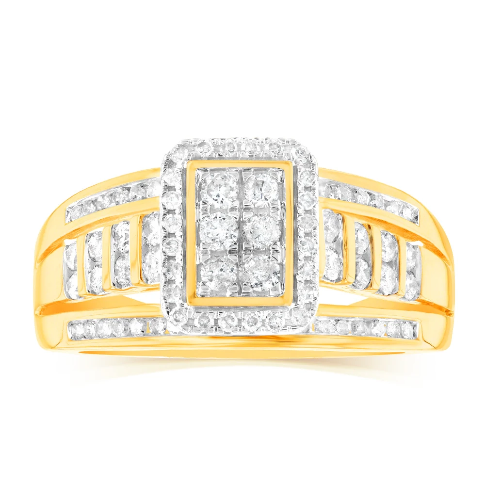 9ct Yellow Gold 1/2 Carat Diamond Ring set with 86 Round Brilliant Cut – Shiels Jewellers