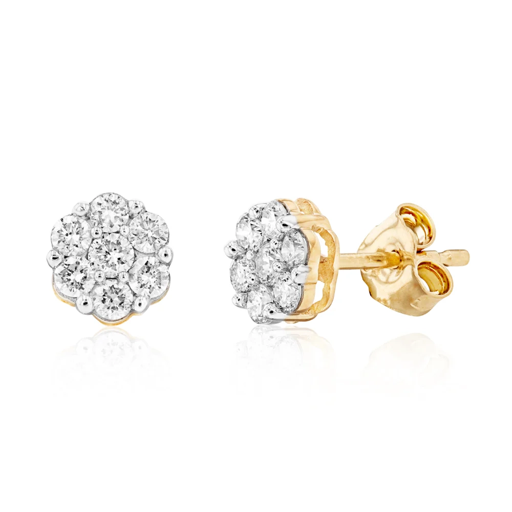 9ct Yellow Gold 1/2 Carat Diamond Stud Earrings – Shiels Jewellers