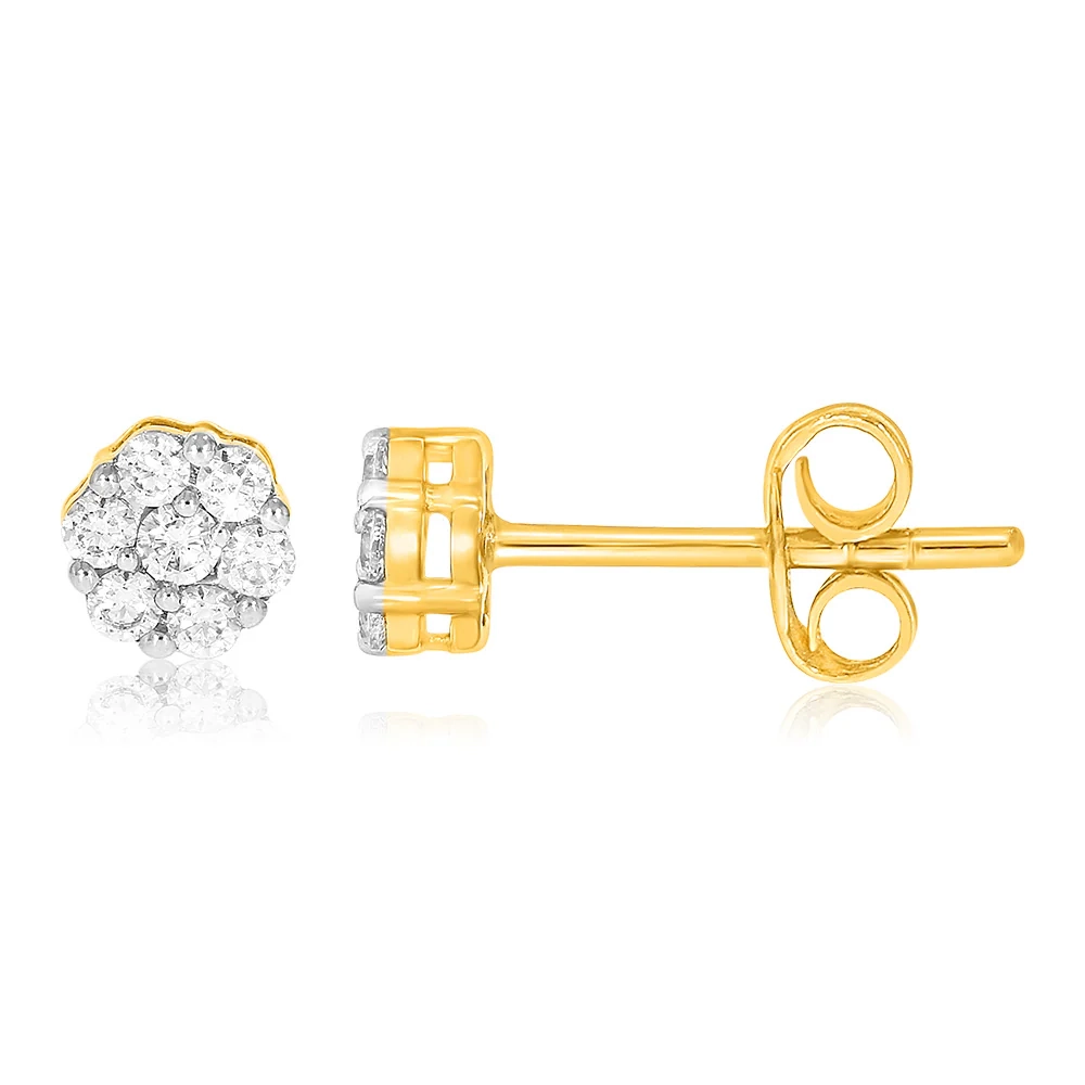 9ct Yellow Gold 1/4 Carat Diamond Stud Earrings – Shiels Jewellers