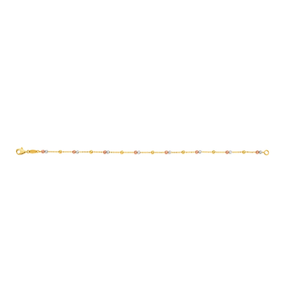 9ct Yellow Gold 19cm Bracelet with 3 Gold Tone Beads – Shiels Jewellers