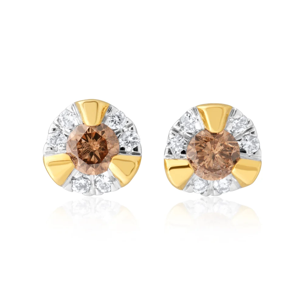 9ct Yellow Gold Australian Champagne Diamond Earrings with 1/4 Carat o – Shiels Jewellers