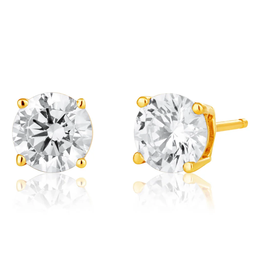 9ct Yellow Gold Cubic Zirconia Brilliant Cut 5mm Stud Earrings – Shiels Jewellers