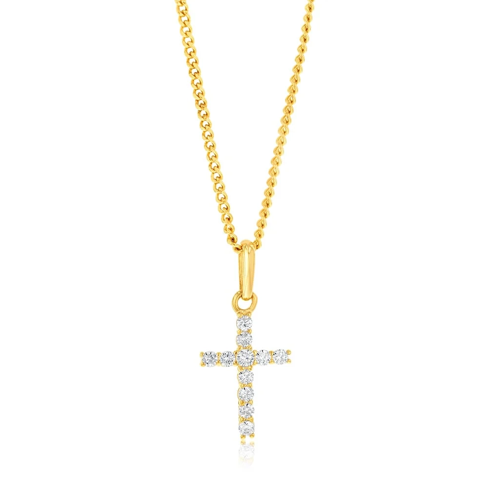 9ct Yellow Gold Cubic Zirconia Cross Pendant – Shiels Jewellers