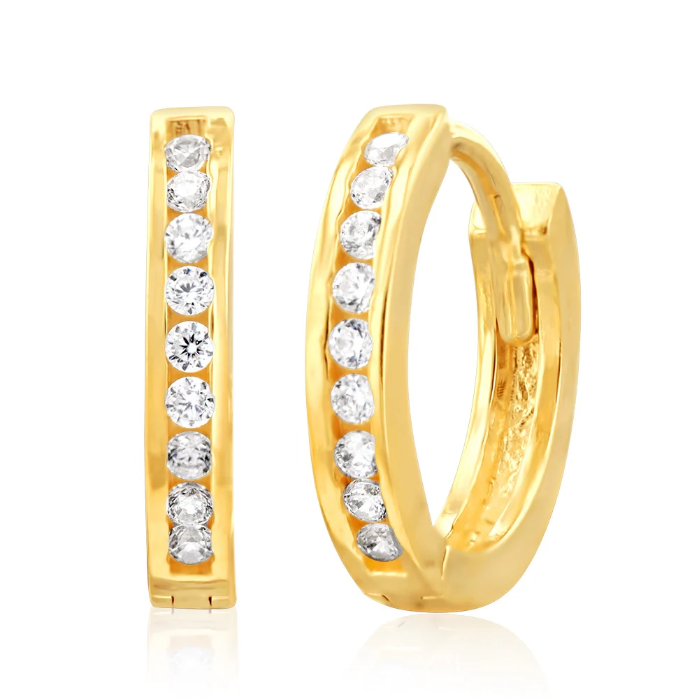 9ct Yellow Gold Cubic Zirconia On 8mm Hoop Earrings – Shiels Jewellers