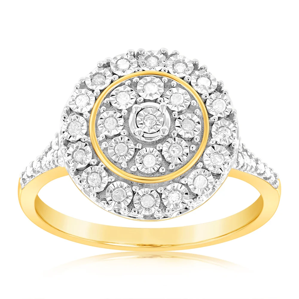 9ct Yellow Gold Diamond Ring With 35 Brilliant Cut Diamonds – Shiels Jewellers