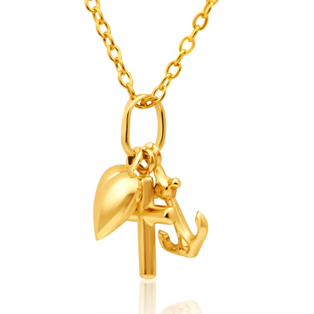 9ct Yellow Gold Faith Hope & Charity Pendant – Shiels Jewellers