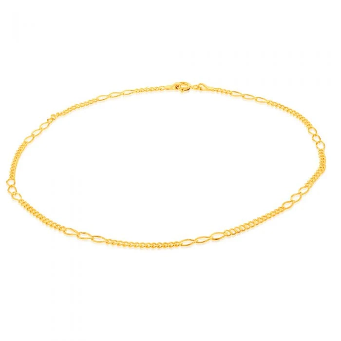 9ct Yellow Gold Fancy 50 Gauge Curb 27cm Anklet – Shiels Jewellers