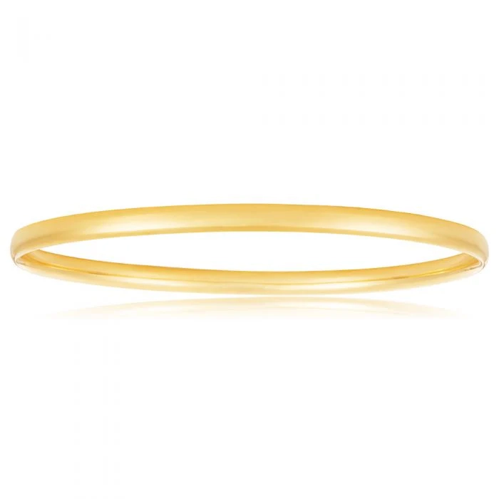 9ct Yellow Gold Hollow 4mm x 65mm Bangle – Shiels Jewellers