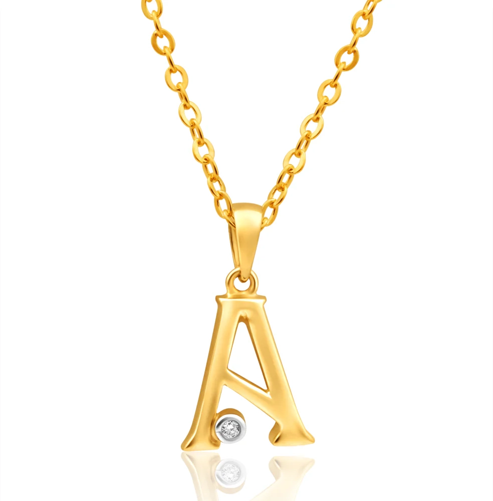 9ct Yellow Gold Pendant Initial A set with diamond – Shiels Jewellers