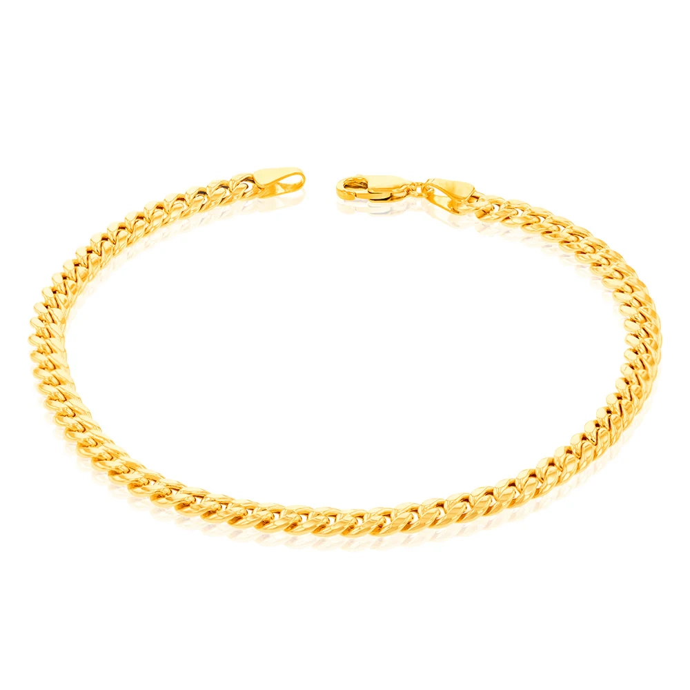 9ct Yellow Gold Rounded Tight 120 Gauge 21cm Bracelet – Shiels Jewellers