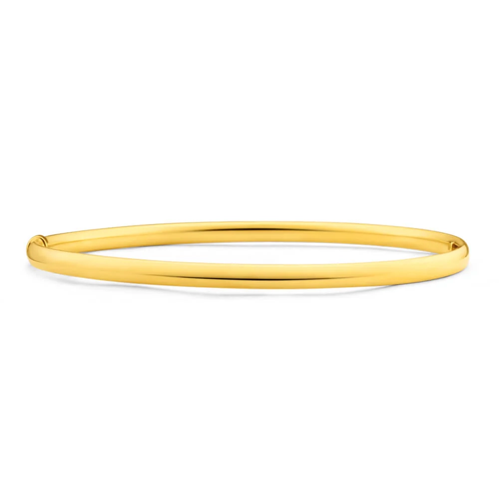 9ct Yellow Gold Silver Filled 4mm x 70mm Bangle – Shiels Jewellers