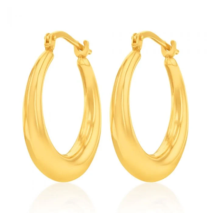 9ct Yellow Gold Silver Filled Plain Graduated 20mm Hoop Earrings – Shiels Jewellers