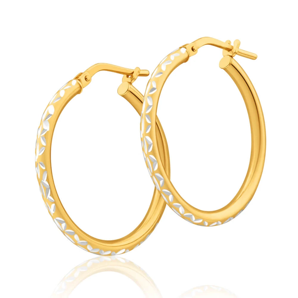 9ct Yellow Gold Silver Filled Two Tone 20mm Hoop Earrings – Shiels Jewellers