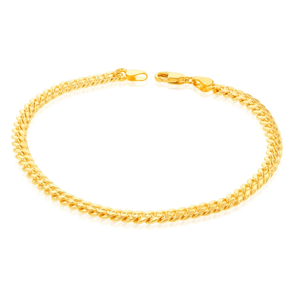 9ct Yellow Gold Silverfilled 120 Gauge Curb 21cm Bracelet – Shiels Jewellers