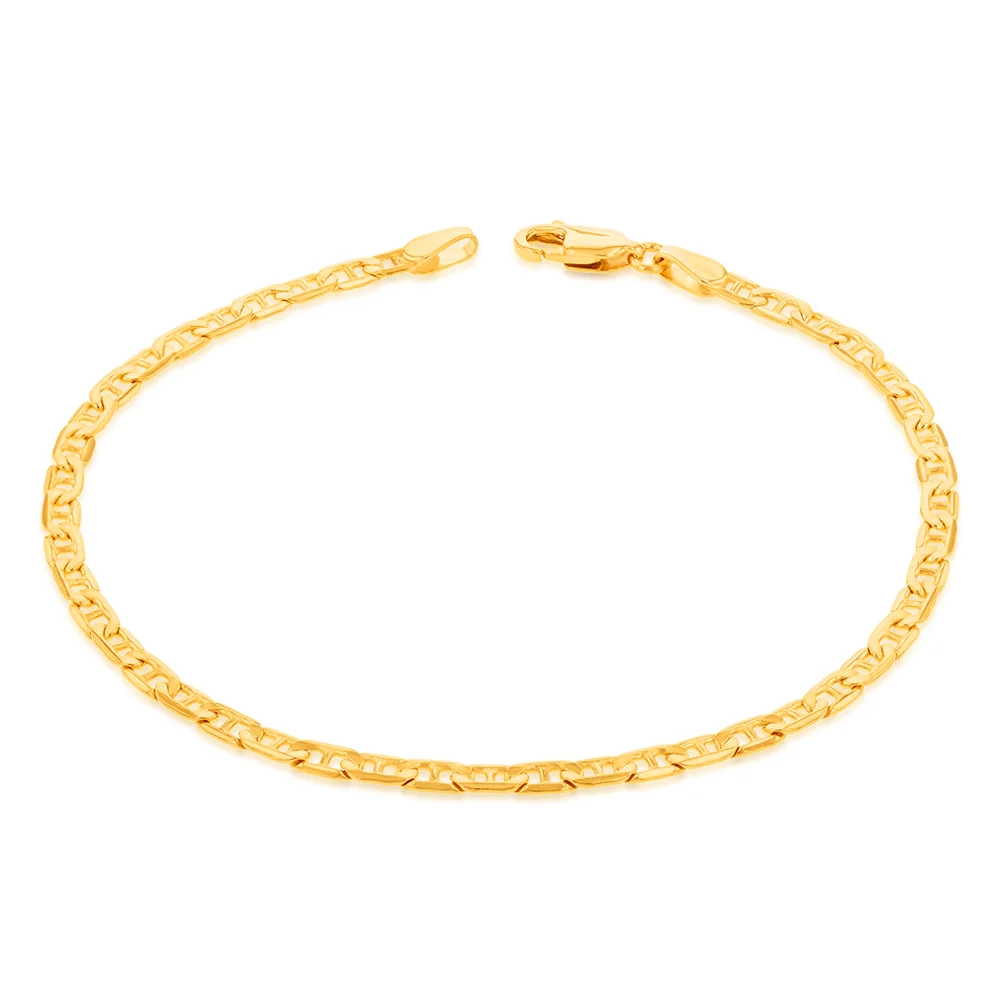 9ct Yellow Gold Silverfilled Anchor 80 Gauge 19cm Bracelet – Shiels Jewellers