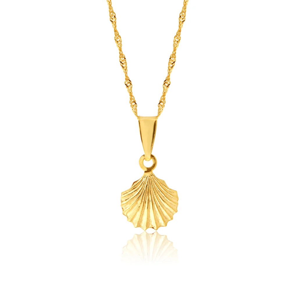 9ct Yellow Gold Silverfilled Shell Pendant with 20 gauge 45cm Chain – Shiels Jewellers